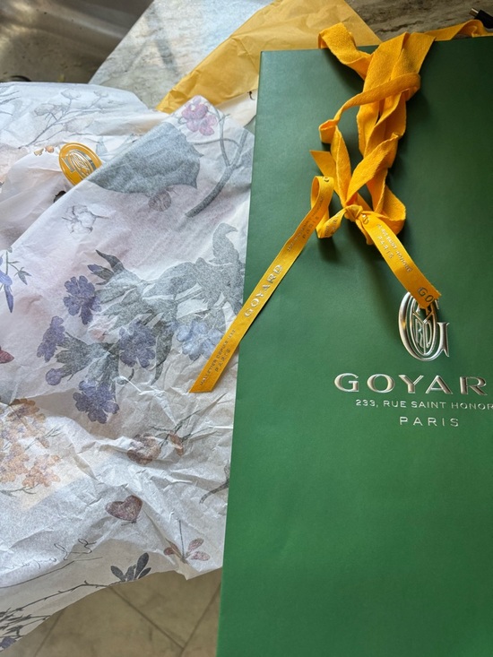 Goyard Handbags - Goyard Green Gift Bag with Yellow Ribbon Accents